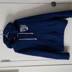 Hollister mens full zip hoodie, blue, size small, warm